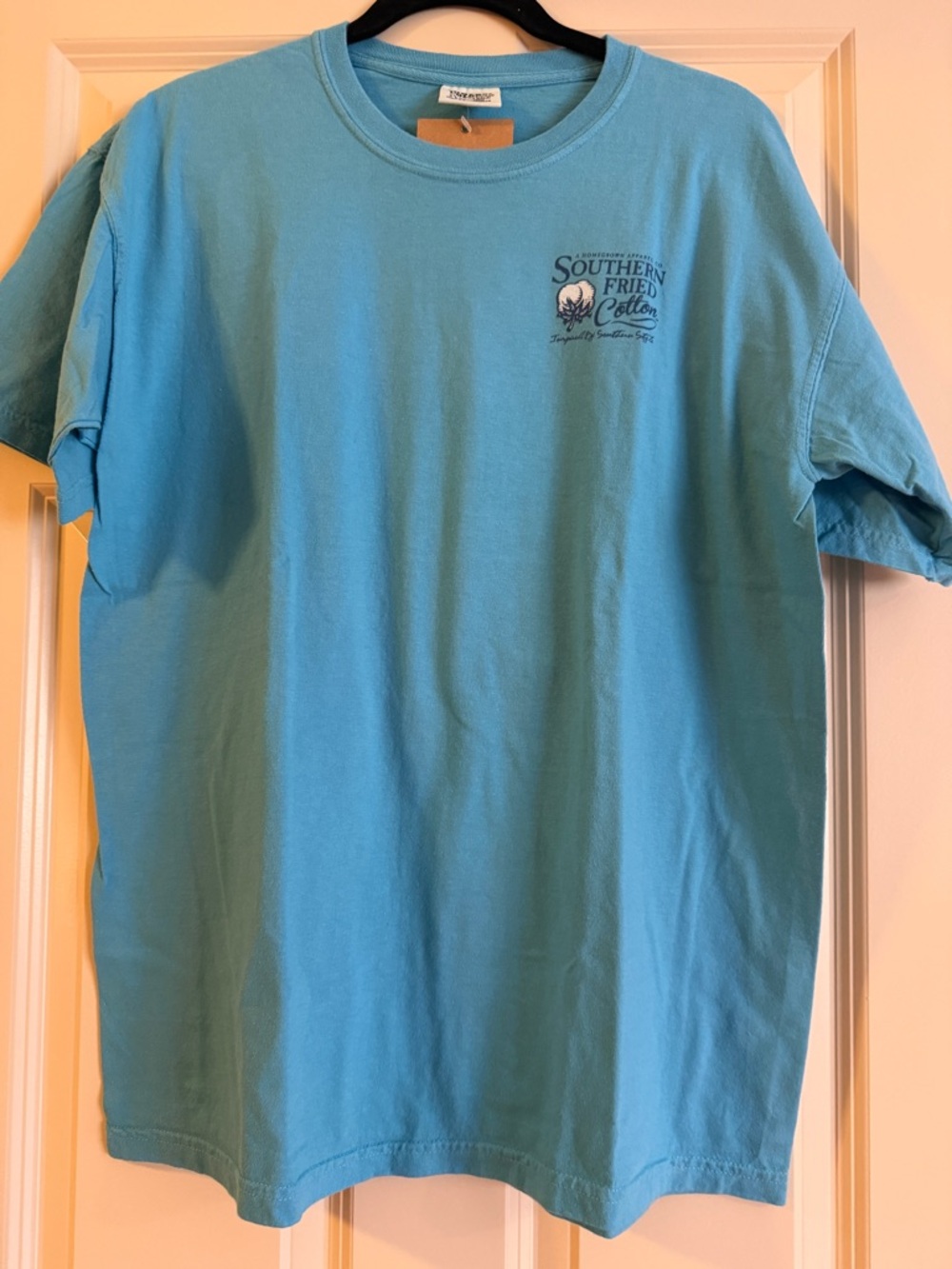 Southern Fried Cotton Aqua Logo Tee